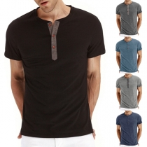 Simple Style Short Sleeve Round Neck Solid Color Man's T-shirt