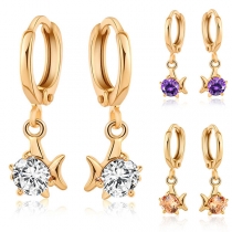 Cute Style Rhinestone Inlaid Fish Pendant Earrings