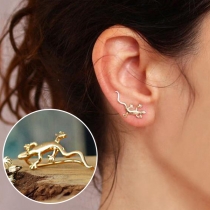 Cute Style Gold-tone Gecko Shaped Stud Earrings