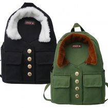 Fashion Contrast Color Big Capacity Canvas Backpack