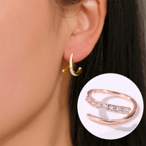 Simple Style Rhinestone Inlaid Spiral Shaped Stud Earrings