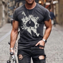 Casual Style Short Sleeve Round Neck Ace of Spades Printed Man's T-shirt