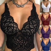 Sexy Backless V-neck Solid Color Push-up Lace Underwear Bra