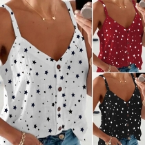 Sexy Backless V-neck Star Printed Sling Top Cami Top