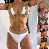 Sexy High Waist Contrast Color Bikini Set