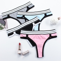 Sexy Contrast Color Low-waist Sports Thongs