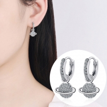 Simple Style Rhinestone Inlaid Alloy Earrings