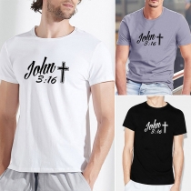 Casual Style Short Sleeve Round Neck Cross Letters Printed Man's T-shirt