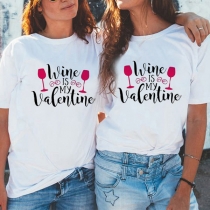 Simple Style Short Sleeve Round Neck Letters Printed Casual Sisters T-shirt