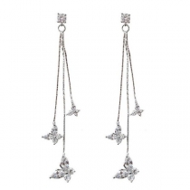 Fashion Rhinestone Butterfly Pendant Tassel Earrings