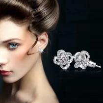 Fashion Rhinestone Inlaid Twistes-shape Stud Earrings