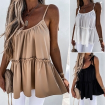 Sexy Backless Solid Color Loose Sling Top