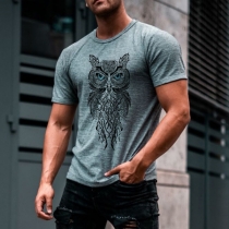 Casual Style Short Sleeve Round Neck Owl Pattern Man's T-shirt