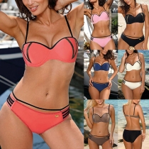 Sexy Low-waist Gold Spliced Push-up Bikini Set