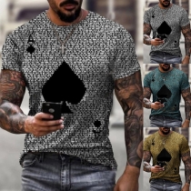 Casual Style Short Sleeve Round Neck Spades A Printed Man's T-shirt