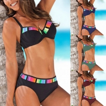 Sexy Low-waist Color Gradient Push-up Bikini Set