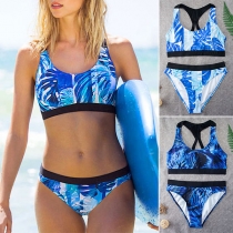 Sexy Backless Low-waist Printed Bikini Set