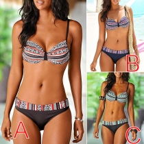 Sexy Low-waist Push-up Printed Bikini Set
