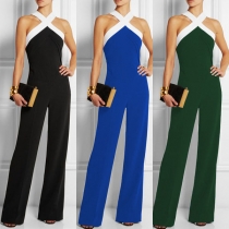 Sexy Off-shoulder High Waist Crossover Halter Jumpsuit