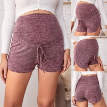 Fashion High Waist Solid Color Shorts for Pregnant Woman