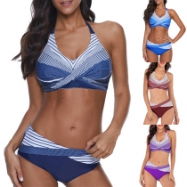 Sexy Low-waist Push-up Printed Bikini Set