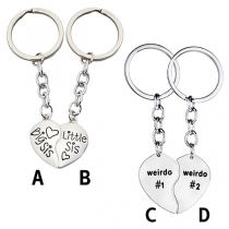 Chic Style Letters Engraved Heart Pendant Besties Key Chain