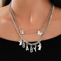 Chic Style Pin Letters Pendant Dual-layer Necklace