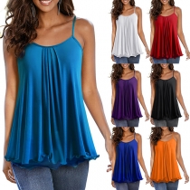 Simple Style Solid Color Sling Loose Top