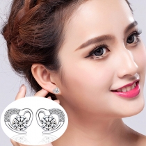 Sweet Style Rhinestone Inlaid Heart-shape Stud Earrings