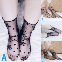 Fashion See-through Gauze Breathable Socks  2 Piar/Set