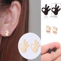 Cute Style OK Gesture Shape Stud Earrings