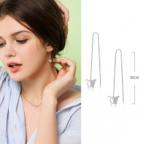 Fashion Rhinestone Inlaid Butterfly Pendant Ear-lines Earrings