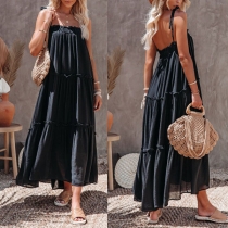 Sexy Backless Solid Color Loose Sling Dress