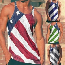Casual Style Sleeveless Round Neck Printed Man's Tank Top