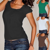 Simple Style Short Sleeve Round Neck Solid Color T-shirt