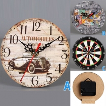Retro Style Round-shape Wooden Wall Clock