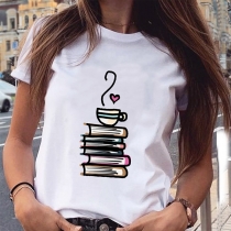 Casual Style Short Sleeve Round Neck Printed T-shirt