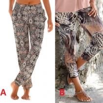 Casual Style High Waist Printed Loose Pants for Summer Wear