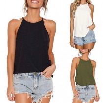 Simple Style Solid Color Round Neck Loose Sling Top