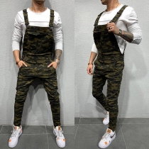 Casual Style High Waist Camouflage Printed Man's Overalls