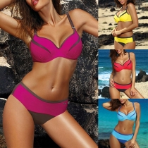 Sexy Low-waist Contrast Color Push-up Bikini Set