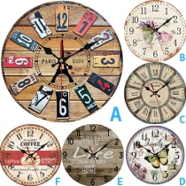 Retro Style Round-shape Wooden Wall Clock