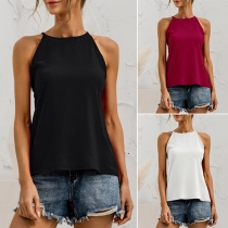 Simple Style Solid Color Sleeveless Sling Top