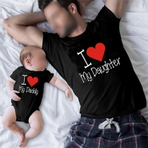 Casual Style Letters Printed Short Sleeve Round Neck Parent-child T-shirt