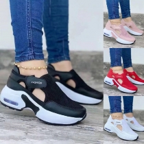 Sports Style Thick Sole Round Neck Hollow Out Sneakers