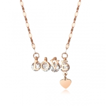 Sweet Style Rhinestone Inlaid LOVE Pendant Necklace