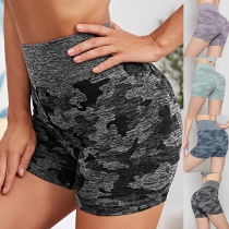 Casual Style High Waist Camouflage Printed Sports Yoga Sports Shorts