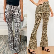 Fashion High Waist Leopard Printed Flared Pants