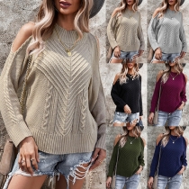 Sexy Off-shoulder Long Sleeve Mock Neck Sweater