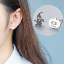 Simple Style Ghost&Pumpkin Shaped Asymmetric Stud Earrings